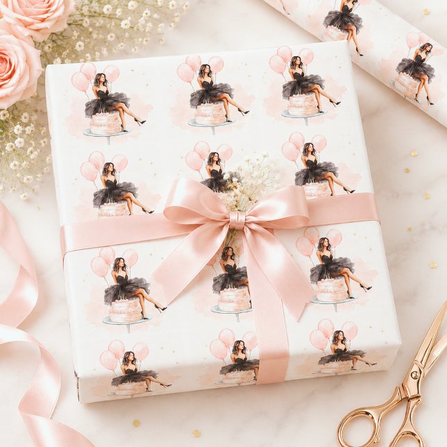 Elegantes Geburtstagsmädchen-Geschenkpapier Geschenkpapier (Von Creator hochgeladen)