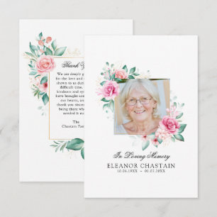 Elegantes Gedenkblumen-Foto-Trauer-Gedenken Dankeskarte