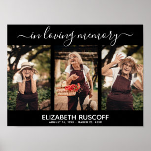 Elegantes Gedenkfoto-Collage In Loving Memory Poster