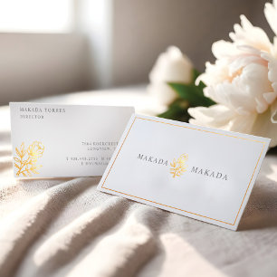 Elegantes, gehobenes, florales Gold Botanisch Visitenkarte