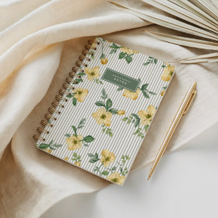 Elegantes Gelb & Beige Blütenblatt Floral Notizbuch