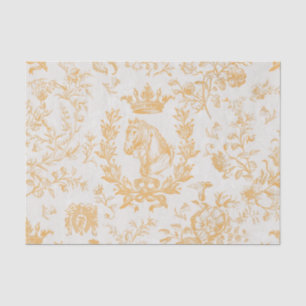 Elegantes Gelb-Graues Reitsport Floral Toile Seidenpapier