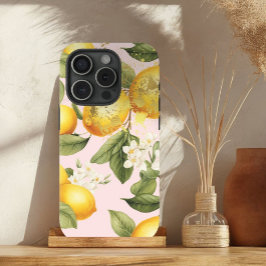 Elegantes Gelb, Pastellrosa und Goldlachs Früchte Case-Mate iPhone Hülle