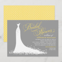 Elegantes Gelb- und Grau-Hochzeitungs-Gown-Brautpa