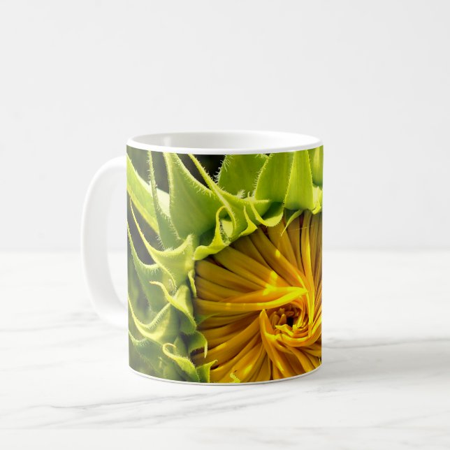 Elegantes Gelbblume-Foto Kaffeetasse (Vorderseite Links)
