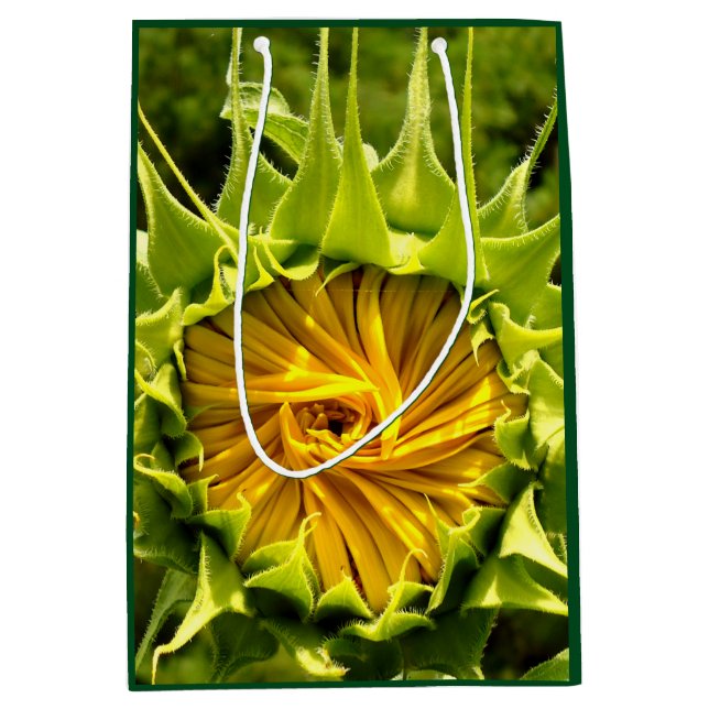 Elegantes Gelbblume-Foto Mittlere Geschenktüte (Vorderseite)