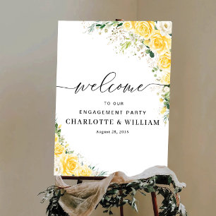 Elegantes gelbes Blumenposter für die Verlobungsfe Poster