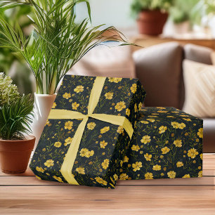 Elegantes gelbes Butterblumen-Blütenmuster Geschenkpapier