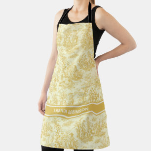 Elegantes gelbes französisches Land Toile de Jouy Schürze