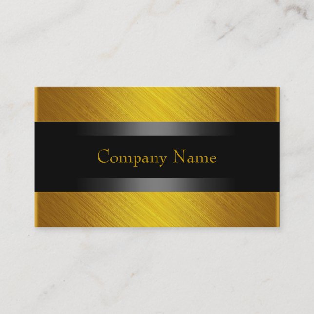 Elegantes Gelbes Gold mit Schwarz Visitenkarte (Vorderseite)