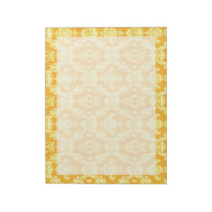 elegantes gelbes goldenes Damast-Grafikmuster. Notizblock