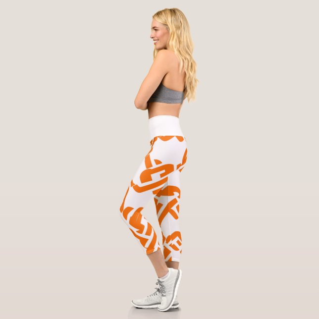 🟡 Elegantes gelbes Marigold-Motiv Capri Leggings (Links)