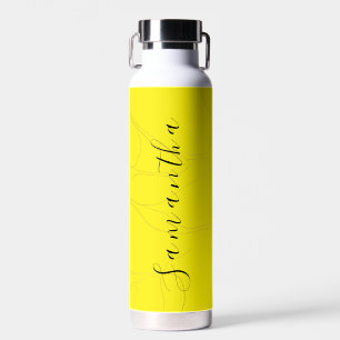Elegantes gelbes Namensschrift-Marmor-Muster Trinkflasche
