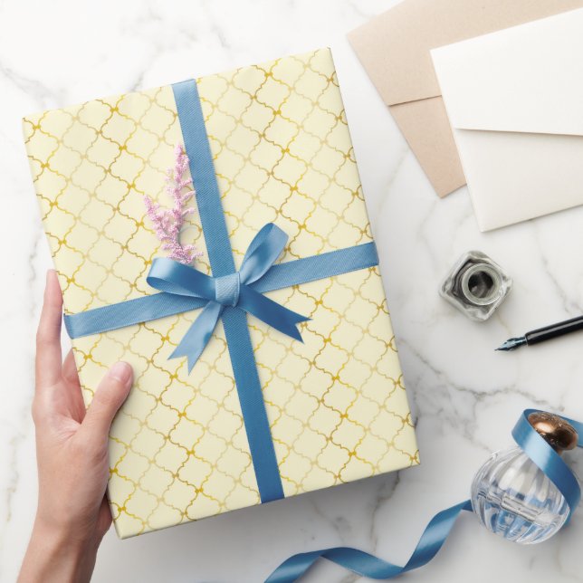 Elegantes gelbes Raster Geschenkpapier (Schenken)