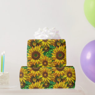 Elegantes gelbes Sonnenblumen-Mosaikglas-Muster Geschenkpapier