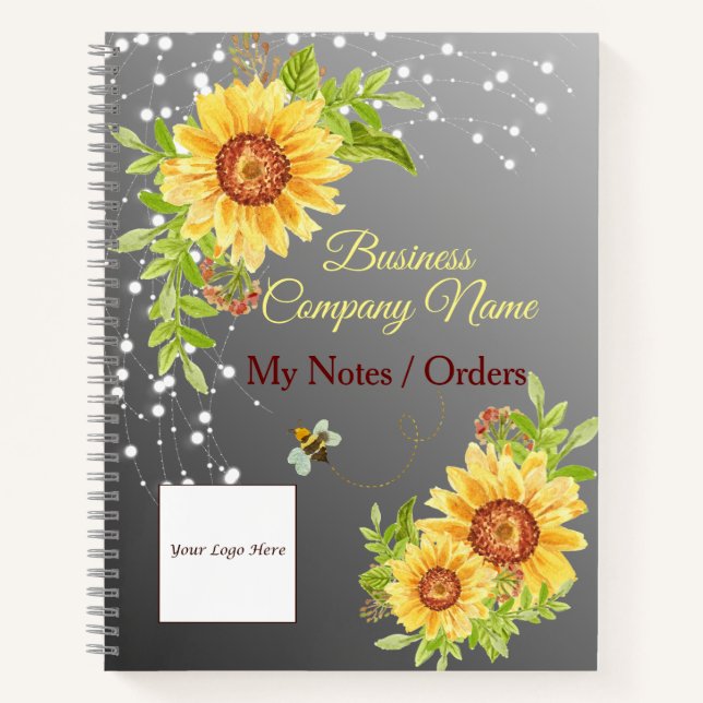 Elegantes, gelbes Sonnenblumen Notizbuch (Vorderseite)