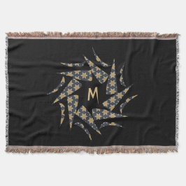 Elegantes Gelbes Star-Dreieck-Muster Monogramm Decke