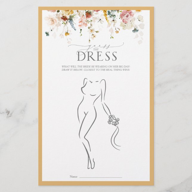 Elegantes Gelbes Wildblume Brautparty Game (Vorderseite)