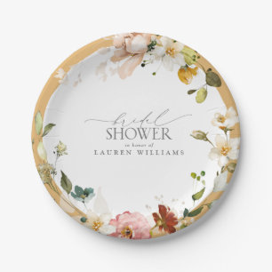 Elegantes Gelbes Wildblume Brautparty Pappteller