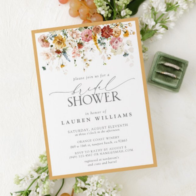 Elegantes Gelbes Wildblume Wasserfarbenes Brautpar Einladung (Von Creator hochgeladen)