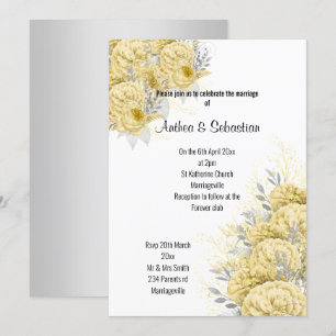 ELEGANTES GELBFLORALBOUQUET MODERNE WEDING EINLADUNG