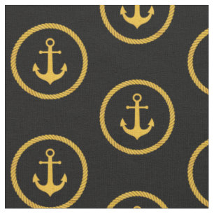 Elegantes gelbgoldenes nautisches Seil-Anker-Muste Stoff