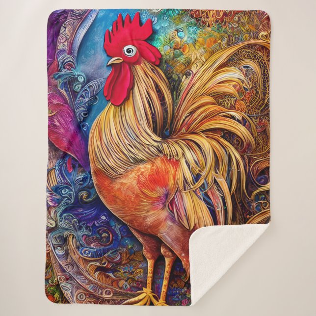 Elegantes Gemustertes Rooster Sherpadecke (Vorderseite)