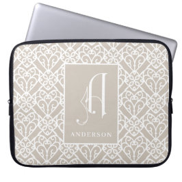 Elegantes geographisches Muster Monogramm, Nachna Laptopschutzhülle