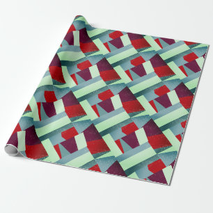 Elegantes geometrisches Abstraktes Rotes Grau Türk Geschenkpapier