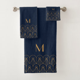 Elegantes geometrisches Art Deco Design Badhandtuch Set