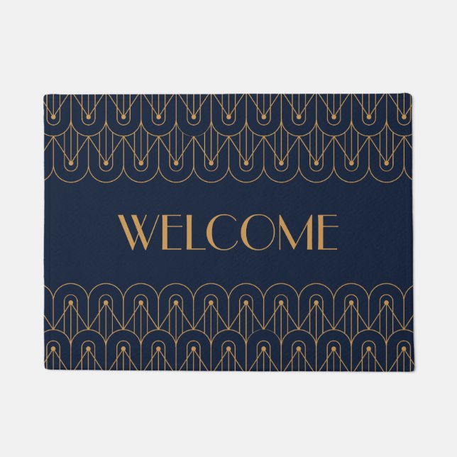 Elegantes geometrisches Art Deco Design Fußmatte (Vorderseite)