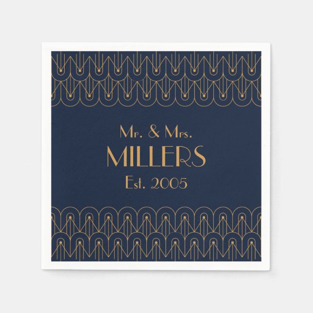 Elegantes geometrisches Art Deco Design Serviette (Vorderseite)