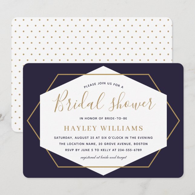 Elegantes geometrisches Brautparty Einladung (Vorne/Hinten)