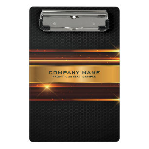 elegantes geometrisches Design aus Schwarz und Gol Mini Klemmbrett