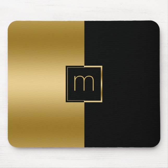 Elegantes geometrisches Design mit Gold und Schwar Mousepad (Vorne)
