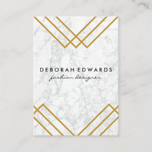 Elegantes geometrisches Gelb mit goldenen Linien Visitenkarte