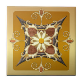 Elegantes geometrisches Gold Ocher Tile Fliese