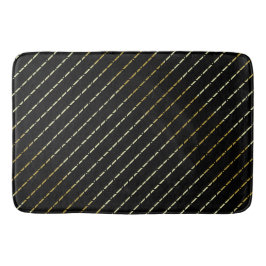 Elegantes geometrisches Goldenes Muster auf schwar Badematte