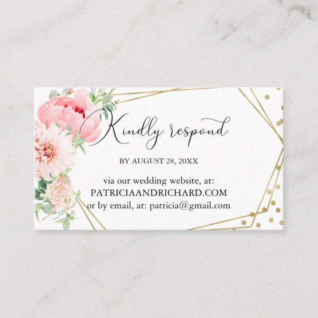 Elegantes geometrisches Hochzeitsonline-UAWG Visitenkarte (Vorderseite)