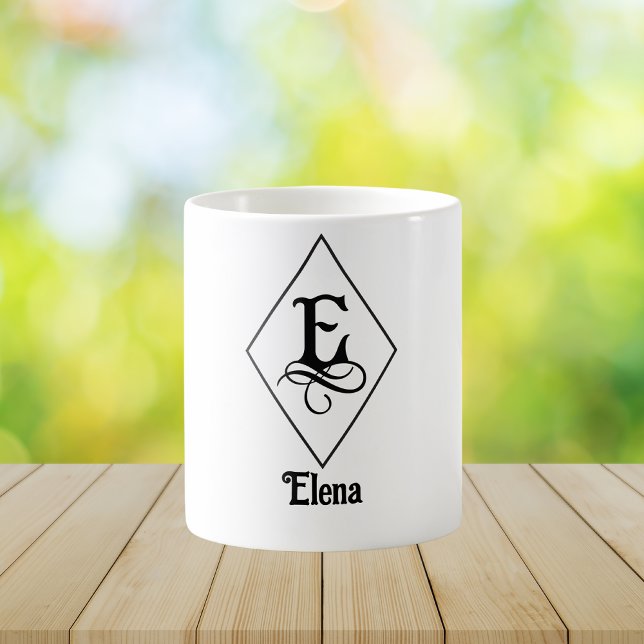 Elegantes geometrisches Initial-Monogramm E Kaffeetasse (Von Creator hochgeladen)