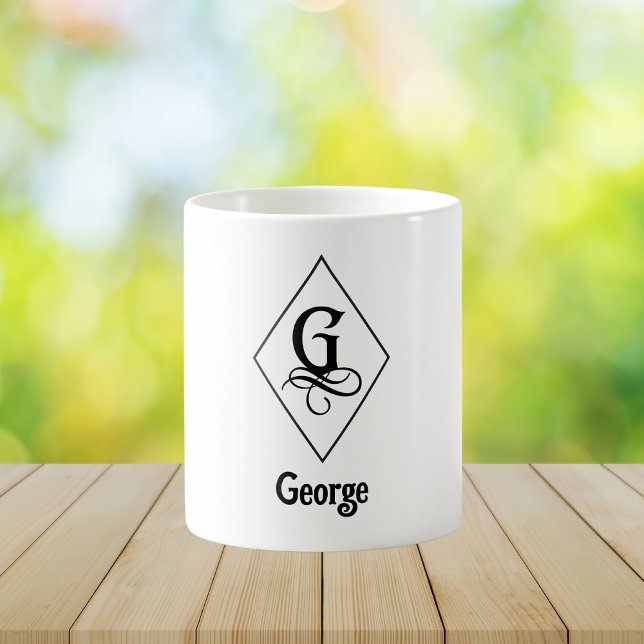 Elegantes geometrisches Initial-Monogramm G Kaffeetasse (Von Creator hochgeladen)