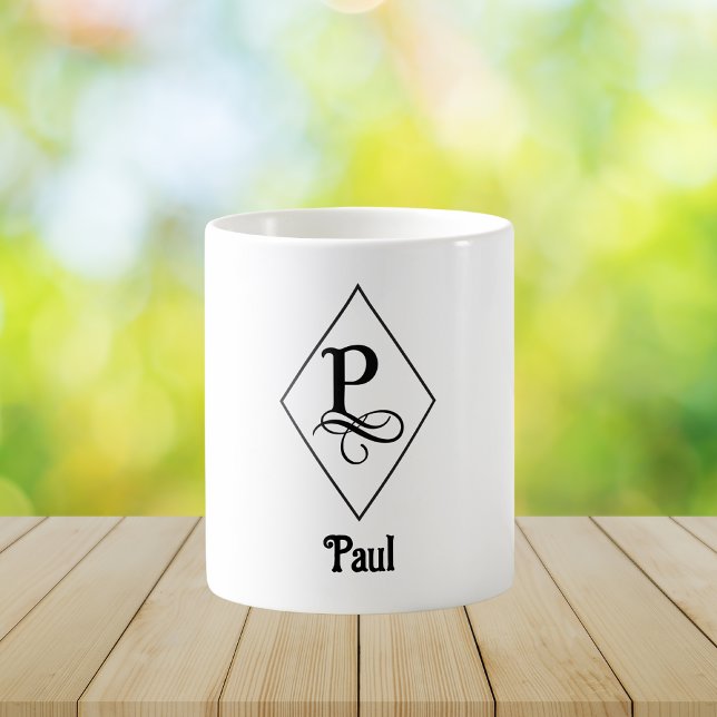 Elegantes geometrisches Initial-Monogramm P Kaffeetasse (Von Creator hochgeladen)