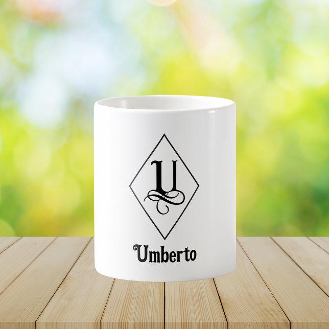 Elegantes geometrisches Initial-Monogramm U Kaffeetasse (Von Creator hochgeladen)