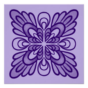 Elegantes geometrisches Lila Blumenmuster Poster
