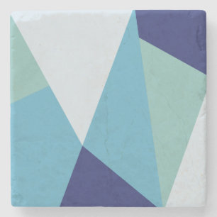 Elegantes geometrisches Marineblau und grüne Past Steinuntersetzer