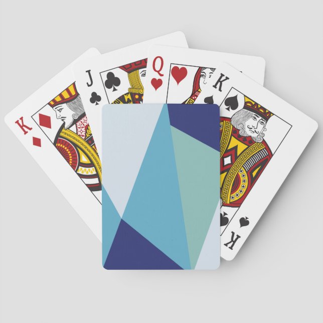 Elegantes geometrisches Marineblau und grüne Paste Spielkarten (Rückseite)