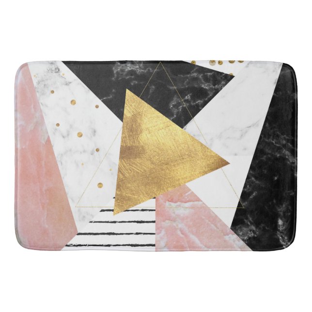 Elegantes geometrisches Marmor und Golddesign Badematte (Vorderseite)
