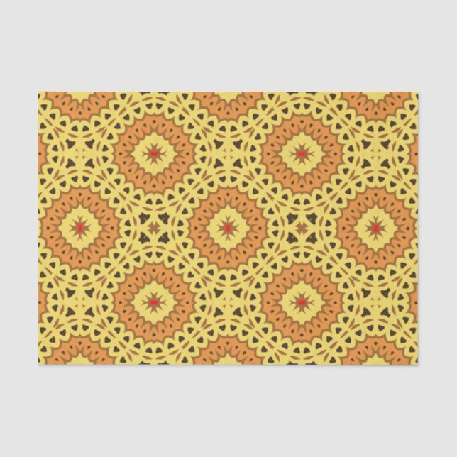Elegantes geometrisches Muster aus Gelb und Orange Seidenpapier (Vorderseite)