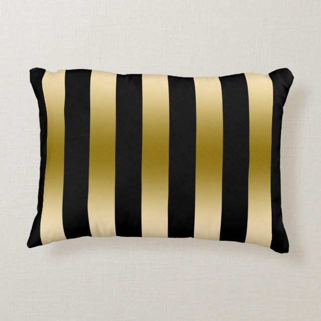 Elegantes geometrisches Muster aus Gold und schwar Dekokissen (Rückseite)