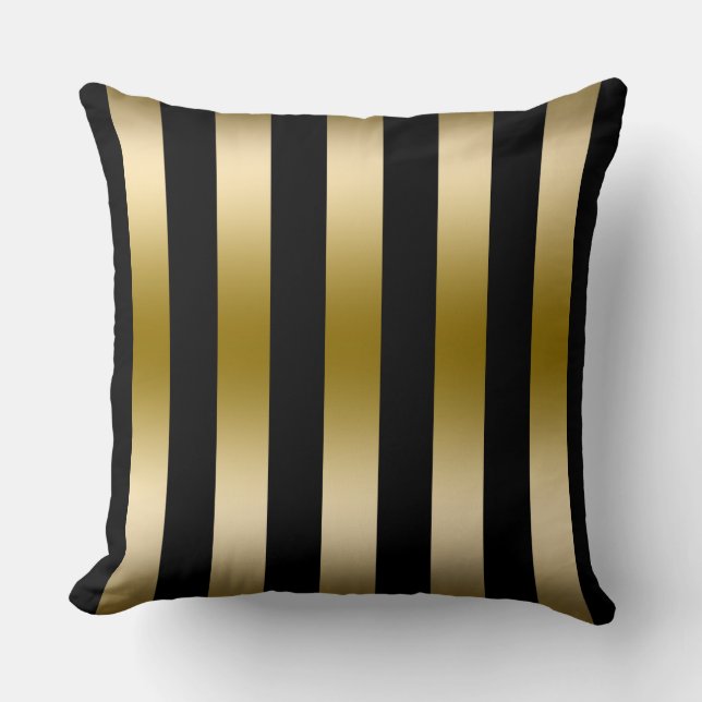 Elegantes geometrisches Muster aus Gold und schwar Kissen (Vorderseite)
